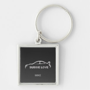 Silver Subbie STI with Faux Carbon Fibre Key Ring