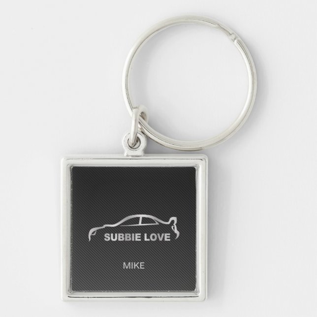 Silver Subbie STI with Faux Carbon Fibre Key Ring (Front)