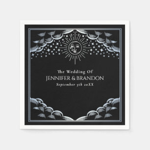 Silver Sun and Moon Tarot Card Wedding Napkin