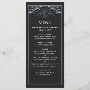 Silver Sun and Moon Tarot Wedding Flat Menu