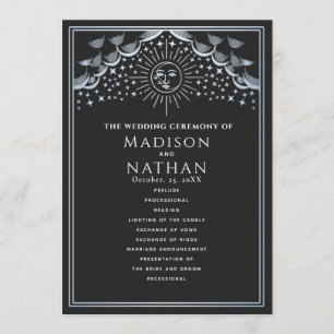 Silver Sun and Moon Tarot Wedding Programme