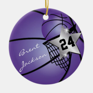 Silver Superstar Basketball   DIY Text   Purple Ceramic Tree Decoration