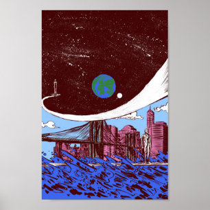 Silver Surfer finds Earth Poster