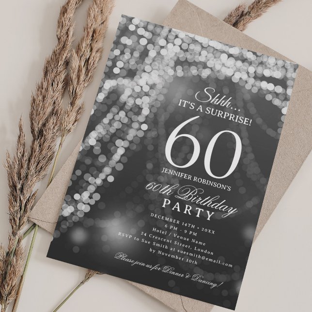 Silver | Surprise 60th Birthday Party  Invitation (Silver | Surprise 60th Birthday Party Invitation)