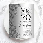 Silver Surprise 70th Birthday Invitation<br><div class="desc">Silver Surprise 70th Birthday Party Invitation. Glam feminine design featuring botanical accents and typography script font. Simple floral invite card perfect for a stylish female surprise bday celebration. Can be customised to any age. Printed Zazzle invitations or instant download digital printable template.</div>