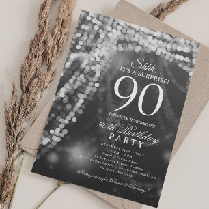 Silver Surprise 90th Birthday Party Invitation