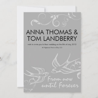 Silver Swallow Wedding Invitation