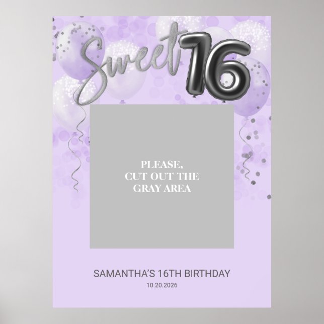 Silver Sweet 16 Balloons Photo Prop Dusty Blue Pos Poster (Front)