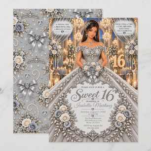 Silver Sweet 16 Celebration Invitation