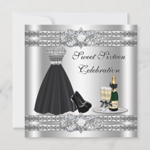 Silver Sweet Sixteen Gown Invite