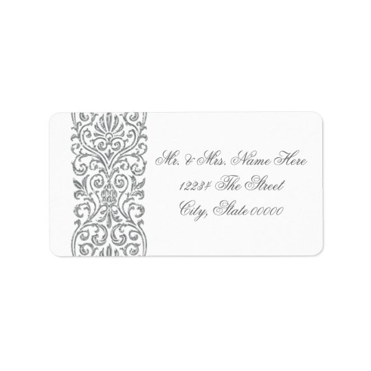 Silver Swirl Border Address Label