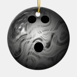 Silver Swirl Bowling Ball Ceramic Tree Decoration