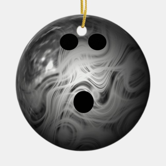 Silver Swirl Bowling Ball Ceramic Tree Decoration (Front)