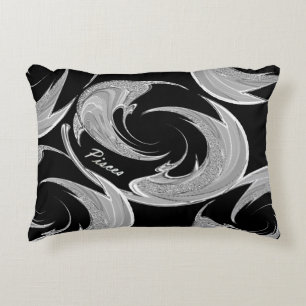 Silver Swirl Pisces Horoscope Decorative Cushion