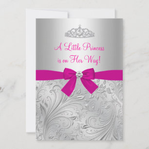 Silver Swirl Princess Baby Shower Invitation