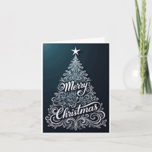 Silver Swirl Tree – Merry Christmas Holiday Card