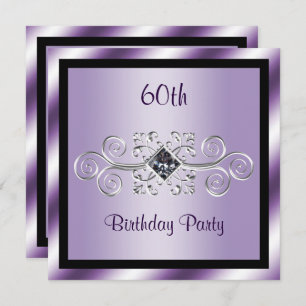 Silver Swirls & Diamond 60th Birthday Party Invitation