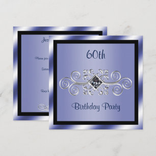 Silver Swirls & Diamond 60th Birthday Party Invitation