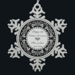 Silver Swirls Diamonds 10th Wedding Anniversary Snowflake Pewter Christmas Ornament<br><div class="desc">Elegant silver swirls 10th wedding anniversary ornament.</div>