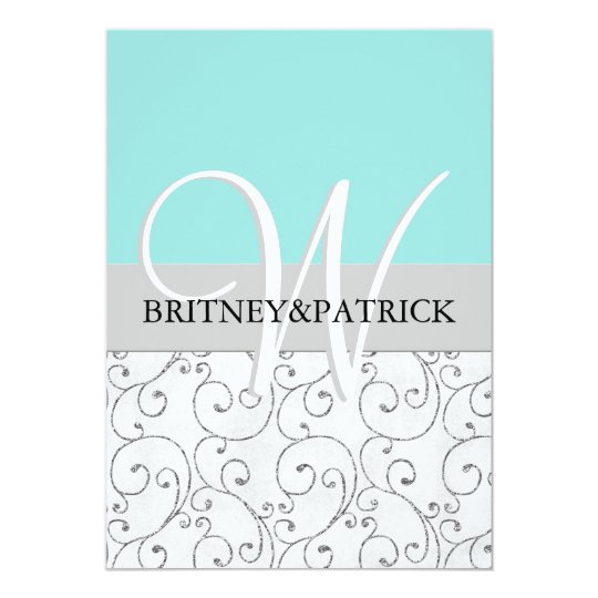 Silver Swirls Tiffany Blue Wedding Invitations