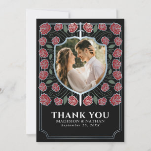 Silver Sword Shield Mediaeval Fantasy Wedding Thank You Card