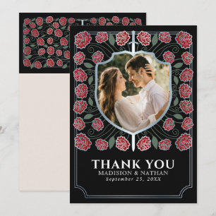 Silver Sword Shield Medieval Fantasy Wedding Thank You Card