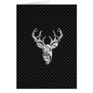 Silver Symbolic Deer on Carbon Fiber Style Print