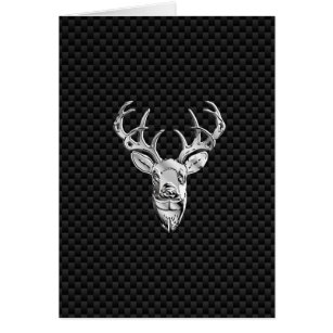 Silver Symbolic Deer on Carbon Fibre Style Print