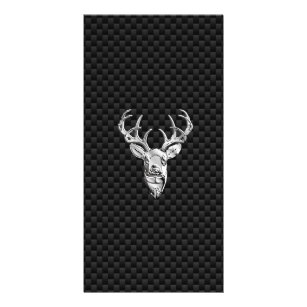 Silver Symbolic Deer on Carbon Fibre Style Print Card