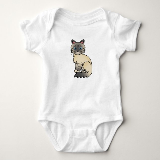 Silver Tabby Birman / Ragdoll Cat Baby Bodysuit (Front)