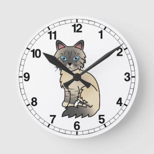 Silver Tabby Birman / Ragdoll Cat Round Clock