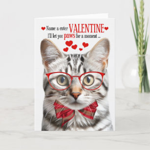 Silver Tabby Cat Feline Humour Valentine's Day Holiday Card