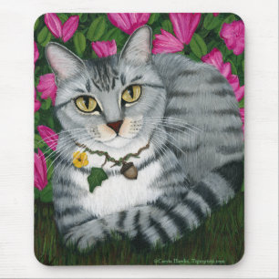 Silver Tabby Cat Garden Cat Mousepad
