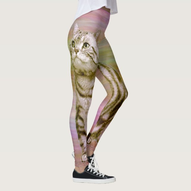 Silver Tabby Cat Leggings (Right)