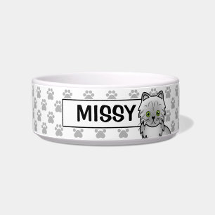 Silver Tabby Chinchilla Colour Persian Cat & Name Bowl