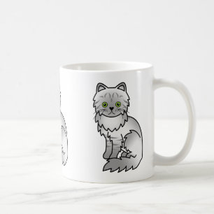 Silver Tabby Chinchilla Persian Cat Cartoon Art Coffee Mug