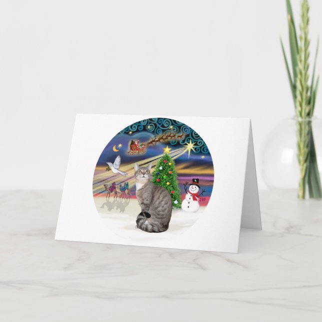 Silver Tabby - Christmas Magic Holiday Card (Front)
