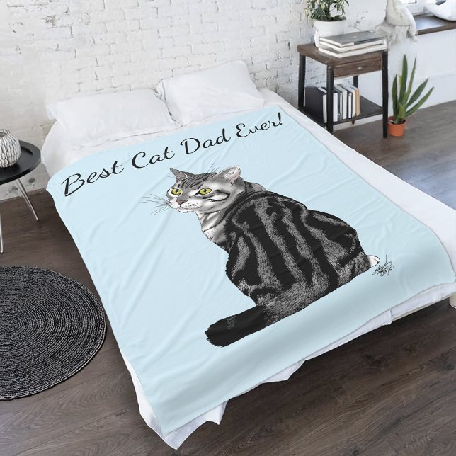 Silver Tabby Father's Day Fleece Blanket (Creator Uploaded)