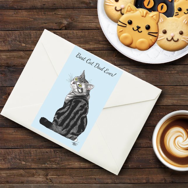 Silver Tabby Father's Day Rectangular Sticker (Creator Uploaded)