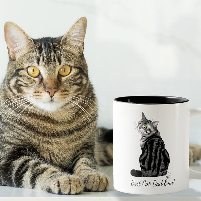 Silver Tabby Father's Day Two-Tone Coffee Mug (Creator Uploaded)