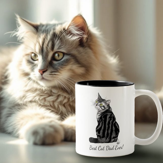 Silver Tabby Father's Day Two-Tone Coffee Mug (Creator Uploaded)