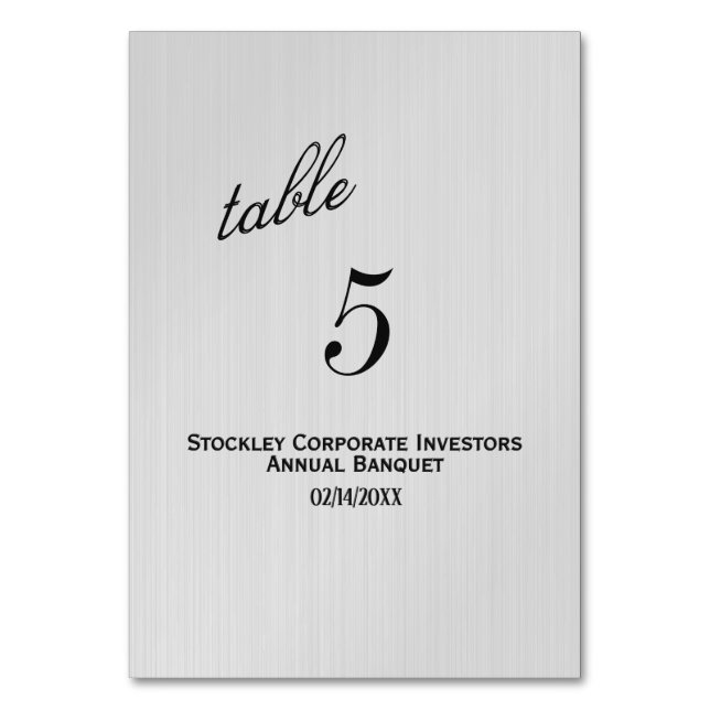 Silver Table Number (Front)
