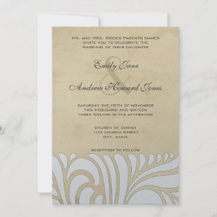Silver & Tan Swirl Pattern Wedding Invitation