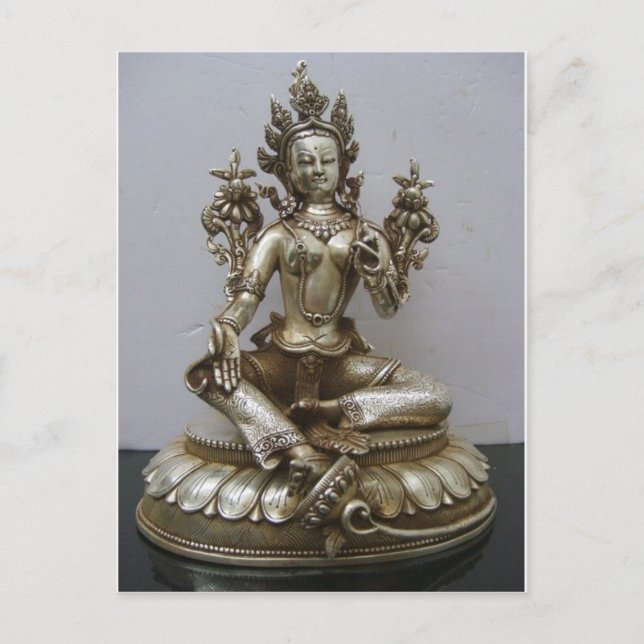 SILVER TARA BUDDHIST GODDESS POSTCARD (Front)