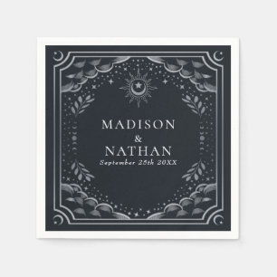 Silver Tarot Card Gothic Wedding  Napkins