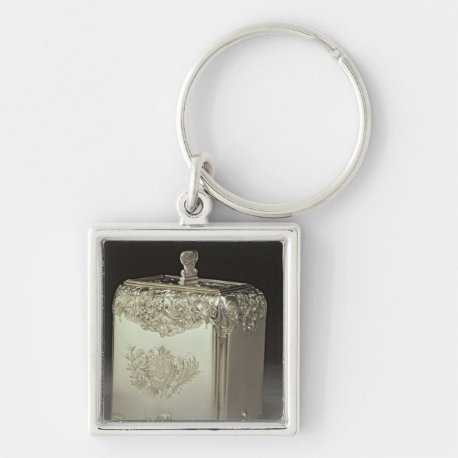 Silver tea canister by Paul de Lamerie Key Ring (Front)