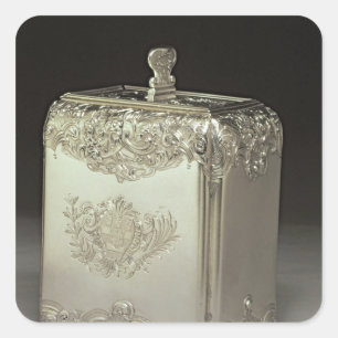 Silver tea canister by Paul de Lamerie Square Sticker