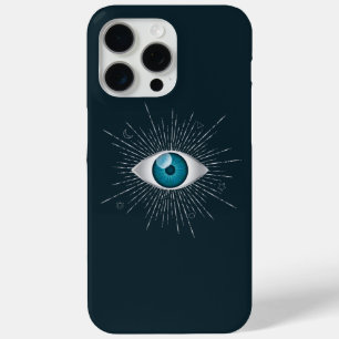 Silver & Teal Blue Mystic Aqua Evil Eye Nazar Mati iPhone 15 Pro Max Case