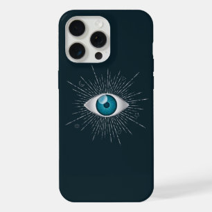 Silver & Teal Blue Mystic Aqua Evil Eye Nazar Mati iPhone 15 Pro Max Case