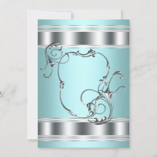 Silver Teal Blue Party Invitation Template